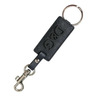 Dolce & Gabbana Keyrings, male, Black, Size: ONE SIZE Luxurious Leather Keychain in Black & Silver