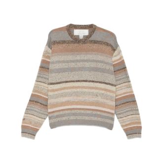 ERL Round-neck Knitwear, male, Multicolor, Size: L Multicolor Striped Crewneck Sweater