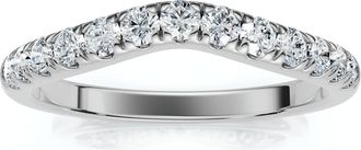 Pompeii3 1/3ct Curved Diamond Wedding Guard Ring 14K White Gold Size Selectable