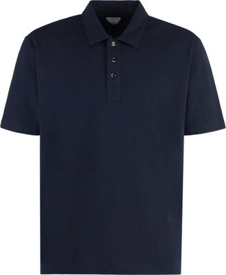 Bottega Veneta Katoenen Poloshirt met Zijsplitten - Heren - Polos - Blauw - XL - Katoen - Tops