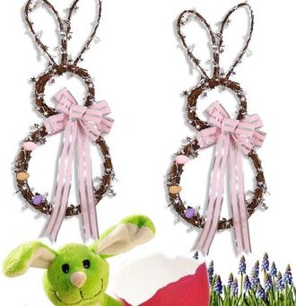 OEM 2 Piezas De Corona Decorativa De Pascua - Anillo De Rat&aacute;n Diy, Decoraci&oacute;n De Conejo, Decoraci&oacute;n Colgante Para Puerta Y Pared