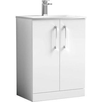 Nuie Nuie - Arno Floor Standing 2-Door Vanity Unit with Basin-4 600mm Wide - Gloss White