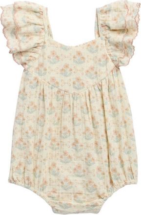 Rylee + Cru Roxy Blossom Cotton Bodysuit in Ivory at Nordstrom, Size 18-24M