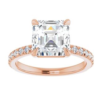 Pompeii3 3 1/3Ct Asscher Cut & Diamond Engagement Ring in White, Yellow, or Rose Gold
