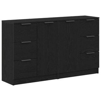 Berkfield Home Sideboards 2 pcs Black Oak 60x30x70 cm Engineered Wood | Size: 60 x 30 x 70 cm