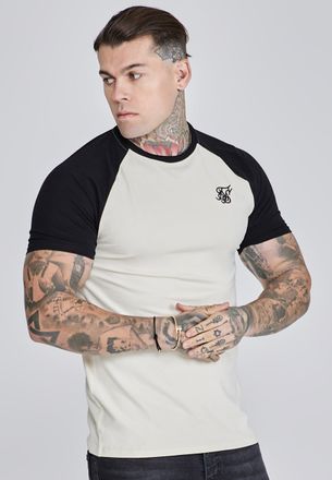 Siksilk Camiseta Raglan Ecru Negra Masculino XS