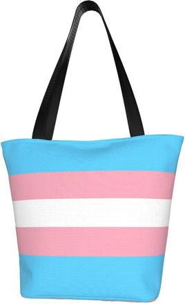 AOOEDM Tote Bag Transgender Pride Flag Shopping Bags Small Reusable Market Bag Beach Tote Bags Travel Totes