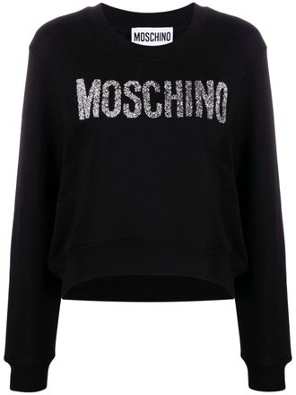 Moschino Sweater met glitterlogo - Zwart