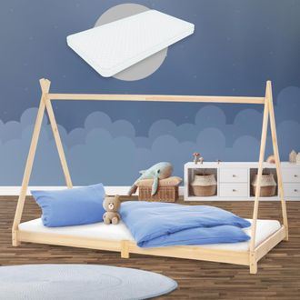 ML Design Ml-design - Lettino Per Bambini A Forma Di Tenda Indiana Con Rete A Doghe 90 X 200 Cm Letto Tipi Da Gioco In Legno Di Pino Massiccio Naturale Stile Mo