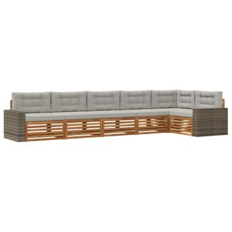 vidaXL Conjunto De Sof&aacute;s De Exterior 6 Pcs Natural Y Gris Claro Vidaxl