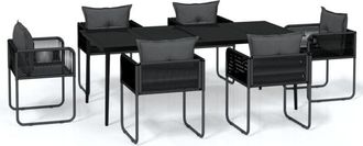 vidaXL Juego De Comedor Para Jard&iacute;n 7 Piezas Negro Vidaxl