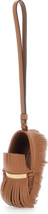 Tod's Womens Pendant Fringe Brown Leather Calf Accessory