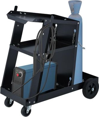 Relaxdays Carrello Officina per Saldatrice, Porta Attrezzi e Bombola a Gas, 3 Piani, hlp: 69x40x71 cm, Regge 90 kg, Nero - Relaxdays