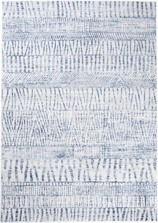 Tapiso Alfombra de salón crema azul líneas suave 180 x 250 cm