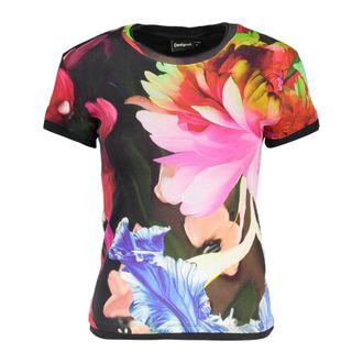Desigual T-Shirts, female, Black, Size: XS T-shirt Multiflowers Lacroix