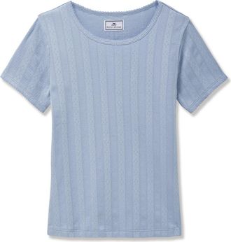 Petite Plume Pima Cotton Pointelle T-Shirt in Blue at Nordstrom, Size X-Large