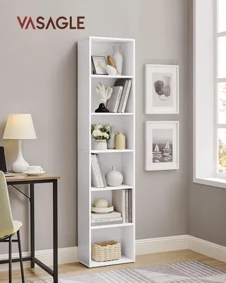 Vasagle Vasagle Libreria, Libreria Scaffale A 6 Ripiani, Per Soggiorno Studio Ufficio Camera Da Letto, Stile Scandinavo, 40 X 24 X 178,5 Cm, Bianco