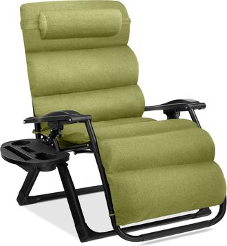 Best Choice Products Oversized Zero Gravity Chair, Folding Recliner w/ Removable Cushion, Side Tray
