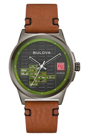 Bulova Frank Lloyd Wright Collection Kalil House Usonian Automatic Leather Strap Watch, 39mm in Brown at Nordstrom