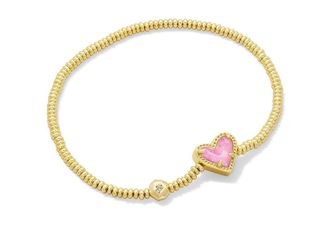 Kendra Scott Ari Heart Stretch Womens Bracelet Womens Bracelet Gold Pink Iridescent Glitter Gloss, Brass