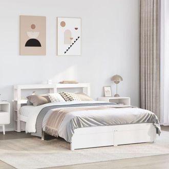 vidaXL Vidaxl - Estructura De Cama Con Cabecero Sin Colch&oacute;n Blanco 140x190 Cm