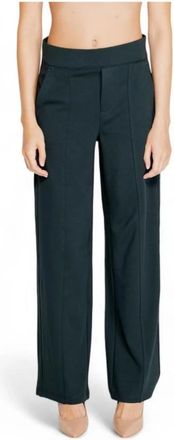 Street One Groene Viscose Broek met Hoge Taille en Wijde Pijpen - Dames - Straight fit broeken - Groen - 3XL - Polyester - Broeken
