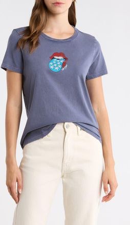 Lucky Brand Rolling Stones Graphic Embellished Cotton T-Shirt in Night Shadow Blue at Nordstrom, Size Xx-Large