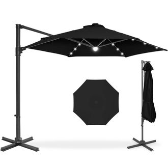 Best Choice Products 10ft 360&deg; Rotating Cantilever Easy Auto Open Patio Umbrella w/ Solar LED Lights
