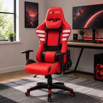 RayGar RG-PRO Gaming Chair High Back, Padding & Adjustable Height & Armrests in Red | Size: 1 Pack