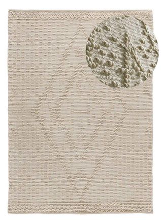 Atticgo Alfombra de algod&oacute;n con relieve lavable crema 120x170 cm