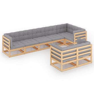 vidaXL Muebles De Jard&iacute;n 8 Pzas Y Cojines Madera Maciza Pino Vidaxl