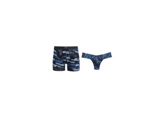 Hanky Panky Signature Lace(r) Low Rise Thongs and Saxx Super Soft Vibe Boxer Briefs Womens Underwear Cloudbank Camo/Navy : LG, Lace/Nylon