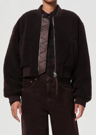A Gold E Lona Skye Bomber Jacket In Chocolate