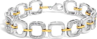 House of Brilliance Silver Diamond Accent Open Box Link Bracelet in Yellow at Nordstrom