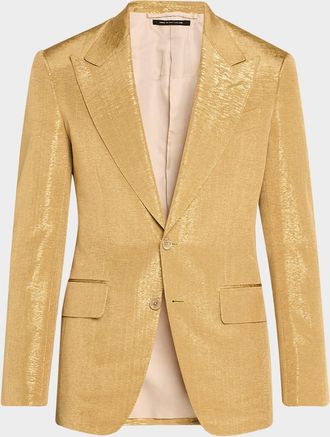 Tom Ford Mens Shelton Metallic Slub Moire Cocktail Jacket