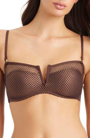 Sanctuary V-Wire Metallic Net Bikini Top in Espresso Bronze at Nordstrom, Size Medium