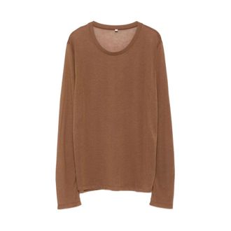 BASERANGE Bruine Ronde Hals Trui - Dames - Longsleeves - Bruin - XS - Tops