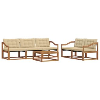 vidaXL Conjunto De Sof&aacute;s De Exterior Con Coj&iacute;n 6 Pcs Natural Y Beige Vidaxl