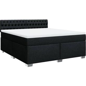 vidaXL Vidaxl - Cama Box Spring Con Colch&oacute;n Tela Negro 180x200 Cm