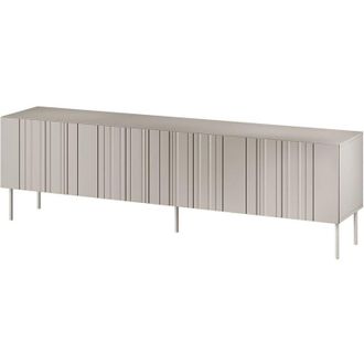 Dmora Mueble de TV Sospiro, aparador de salón con cuatro puertas batientes y cuatro compartimentos interiores, elevado del suelo, 201x42 h60 cm, beige