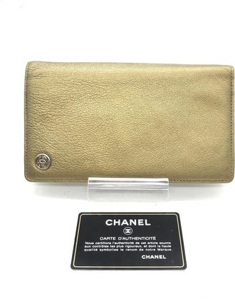 Chanel Gold Tone Caviar Leather Bifold Womens Wallet (Pre-Owned)