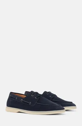 Scarosso Lio Boat Shoes in Blue - Suede at Nordstrom, Size 40.5