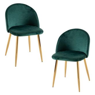 Regalos Miguel Packs Sillas Comedor - Pack 2 Sillas Vint Terciopelo Golden - Verde