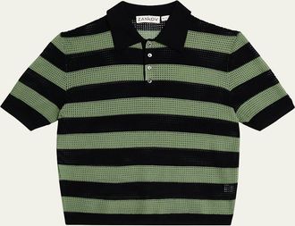 Zankov Mens Mesh Block Stripe Polo Shirt
