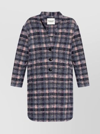 Isabel Marant wool blend checked single breasted coat