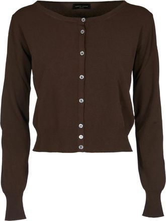 Roberto Collina Bruine Coreana Sweaters - Dames - Vesten - Bruin - S - Truien & Vesten