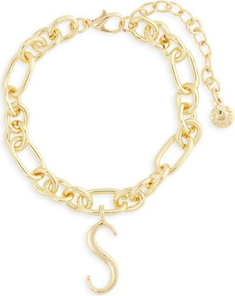 BaubleBar Initial Charm Chain Braclet in Gold S at Nordstrom Rack