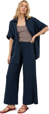 Pact Organic Cotton Coastal Double Gauze Pants in Navy at Nordstrom, Size Xx-Large
