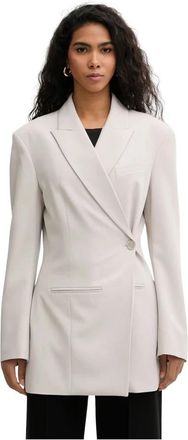 Patrizia Pepe Dubbele-rijige Blazer - Dames - Blazers - Beige - XS - Leer - Jassen