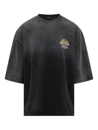 Willy Chavarria logo-print distressed-effect t-shirt - men - Cotton - L - Black